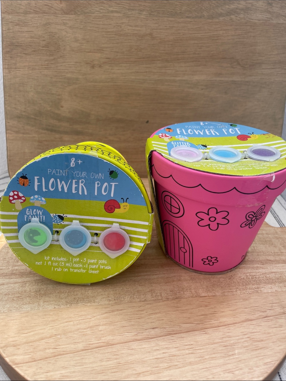 SALE! 50% Off NWT Set of 2 Decorative Mini Flower Pots - Neon Yellow & Hot Pink